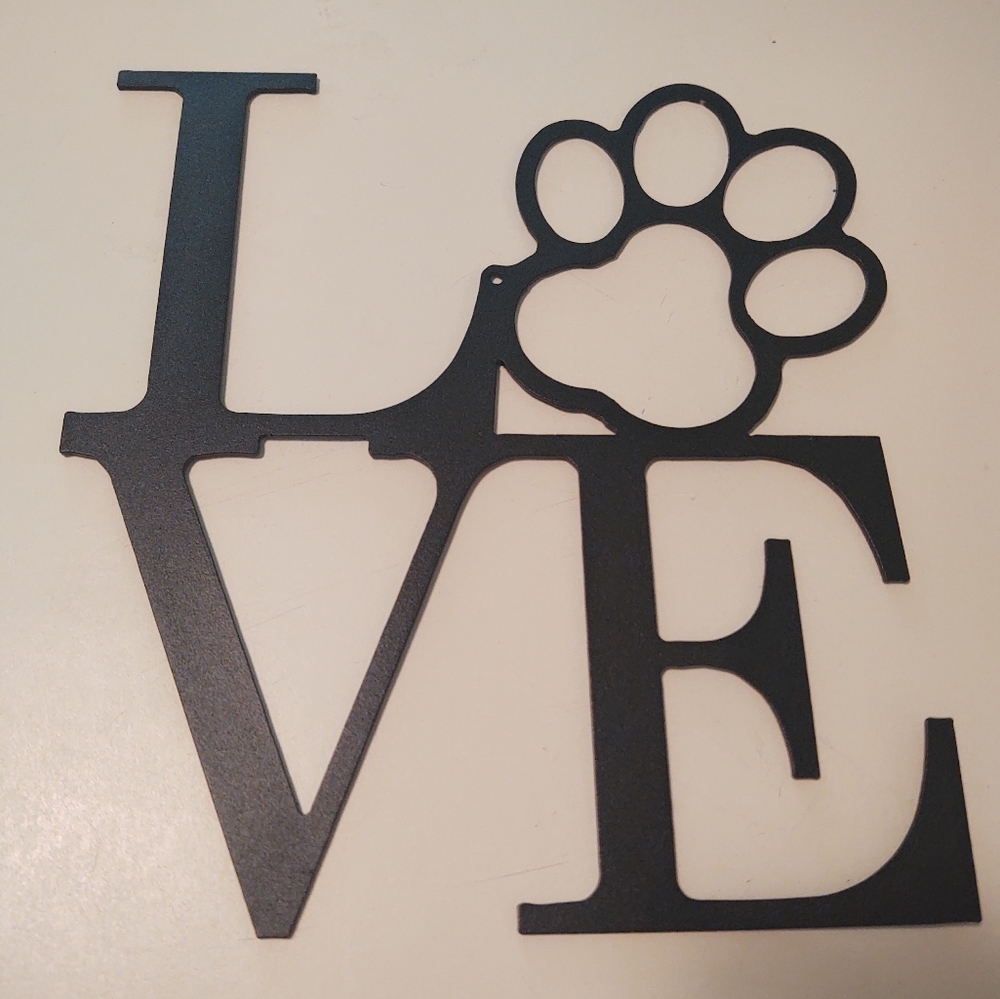New Metal Dog Love Paw sign